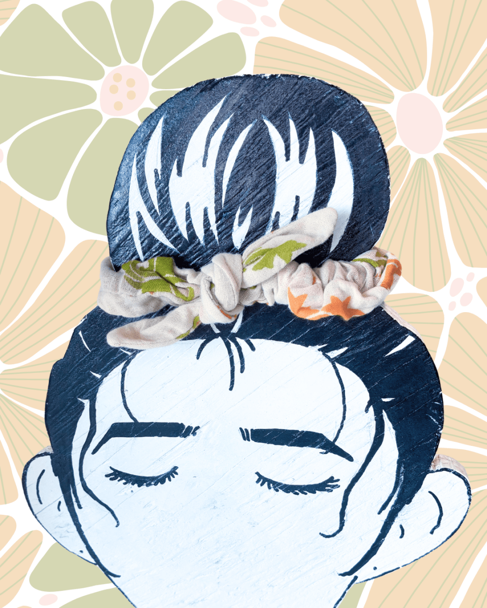 Saree Mini Scrunchie with Bow - Asha Project Kantha - Saree - Handmade