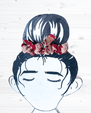 Saree Mini Scrunchie with Bow - Asha Project Kantha - Saree - Handmade