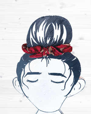 Saree Mini Scrunchie with Bow - Asha Project Kantha - Saree - Handmade