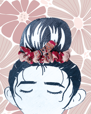 Saree Mini Scrunchie with Bow - Asha Project Kantha - Saree - Handmade