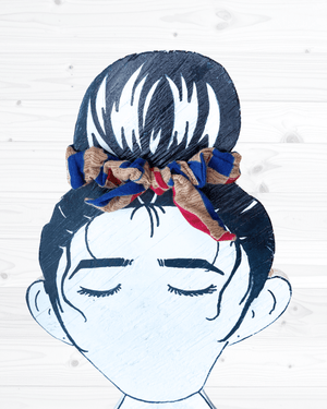 Saree Mini Scrunchie with Bow - Asha Project Kantha - Saree - Handmade