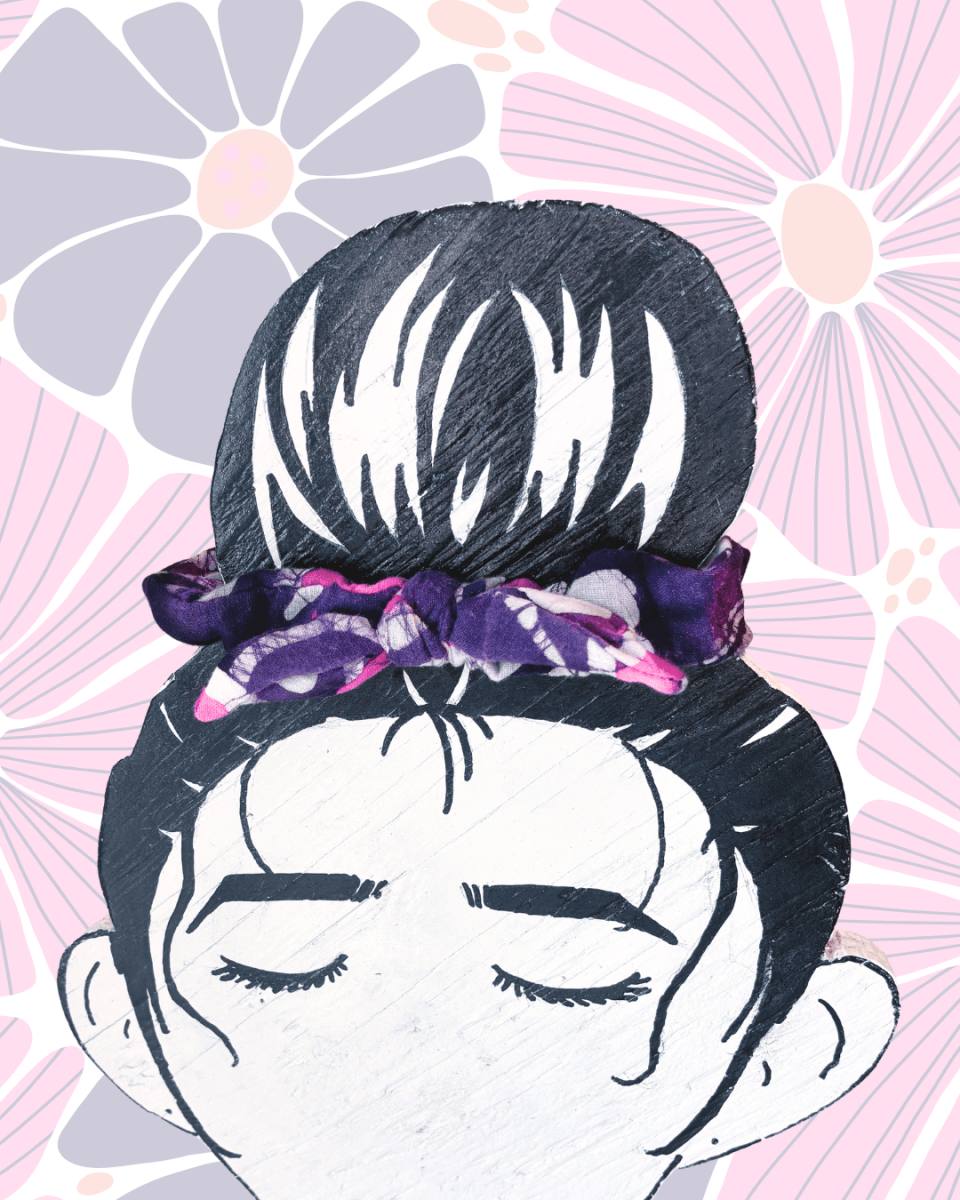 Saree Mini Scrunchie with Bow - Asha Project Kantha - Saree - Handmade