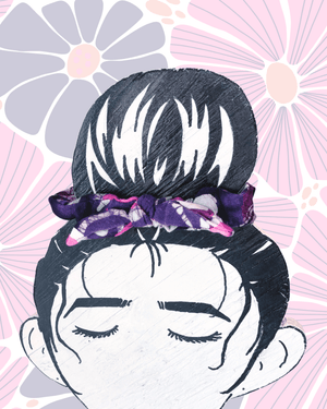 Saree Mini Scrunchie with Bow - Asha Project Kantha - Saree - Handmade