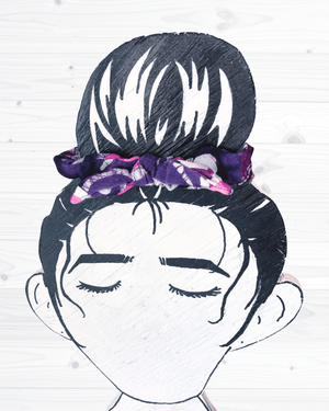 Saree Mini Scrunchie with Bow - Asha Project Kantha - Saree - Handmade