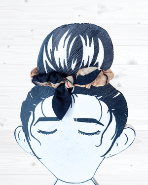 Saree Mini Scrunchie with Bow - Asha Project Kantha - Saree - Handmade