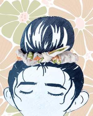 Saree Mini Scrunchie with Bow - Asha Project Kantha - Saree - Handmade