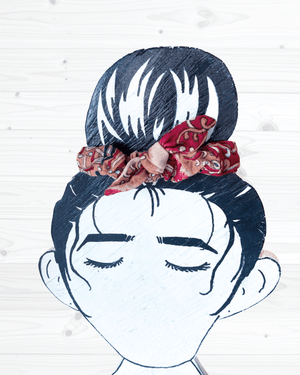 Saree Mini Scrunchie with Bow - Asha Project Kantha - Saree - Handmade