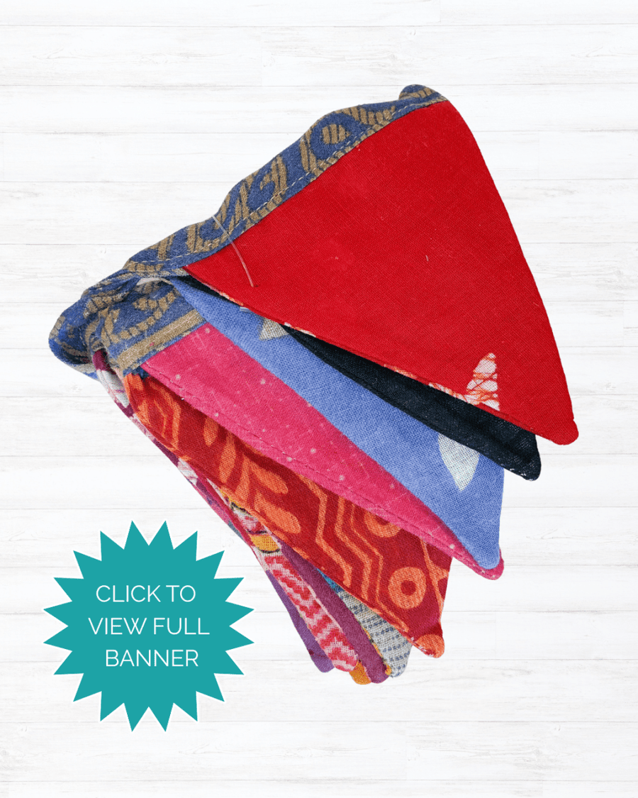 Saree Mini Triangle Banner - Asha Project Kantha - Saree - Handmade