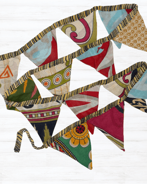 Saree Mini Triangle Banner - Asha Project Kantha - Saree - Handmade