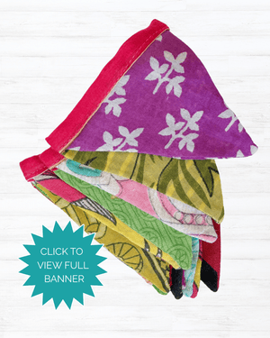 Saree Mini Triangle Banner - Asha Project Kantha - Saree - Handmade