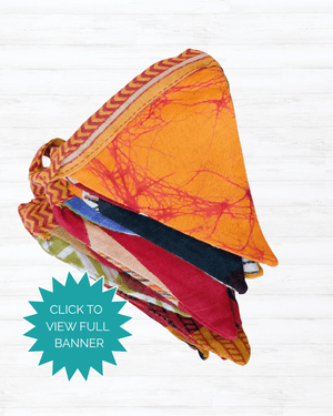 Saree Mini Triangle Banner - Asha Project Kantha - Saree - Handmade