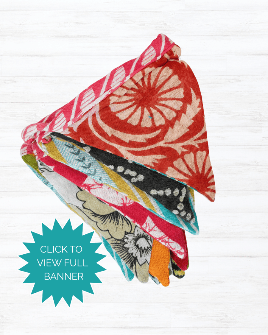 Saree Mini Triangle Banner - Asha Project Kantha - Saree - Handmade