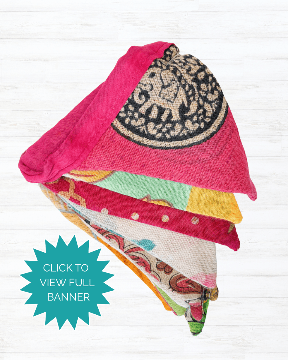 Saree Mini Triangle Banner - Asha Project Kantha - Saree - Handmade