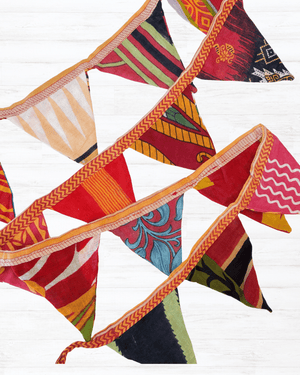 Saree Mini Triangle Banner - Asha Project Kantha - Saree - Handmade