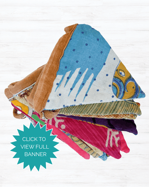 Saree Mini Triangle Banner - Asha Project Kantha - Saree - Handmade