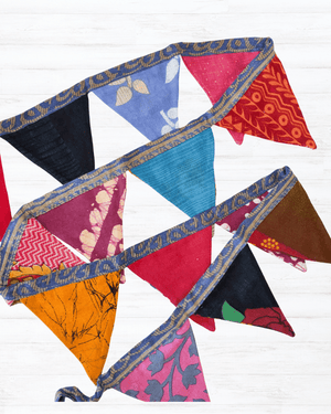 Saree Mini Triangle Banner - Asha Project Kantha - Saree - Handmade