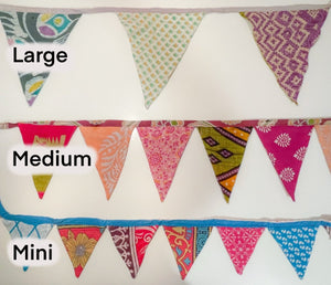 Saree Mini Triangle Banner - Asha Project Kantha - Saree - Handmade
