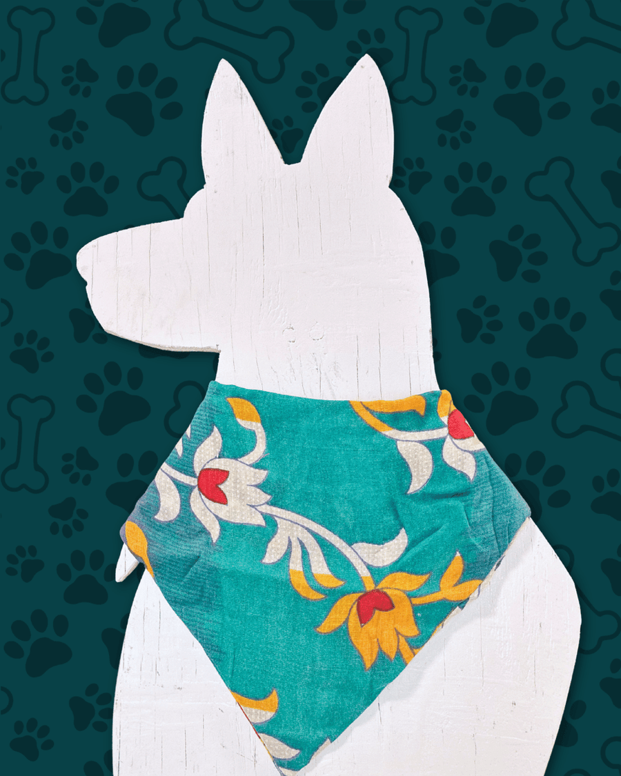 Saree Pet Bandana | Medium - Asha Project Kantha - Saree - Handmade