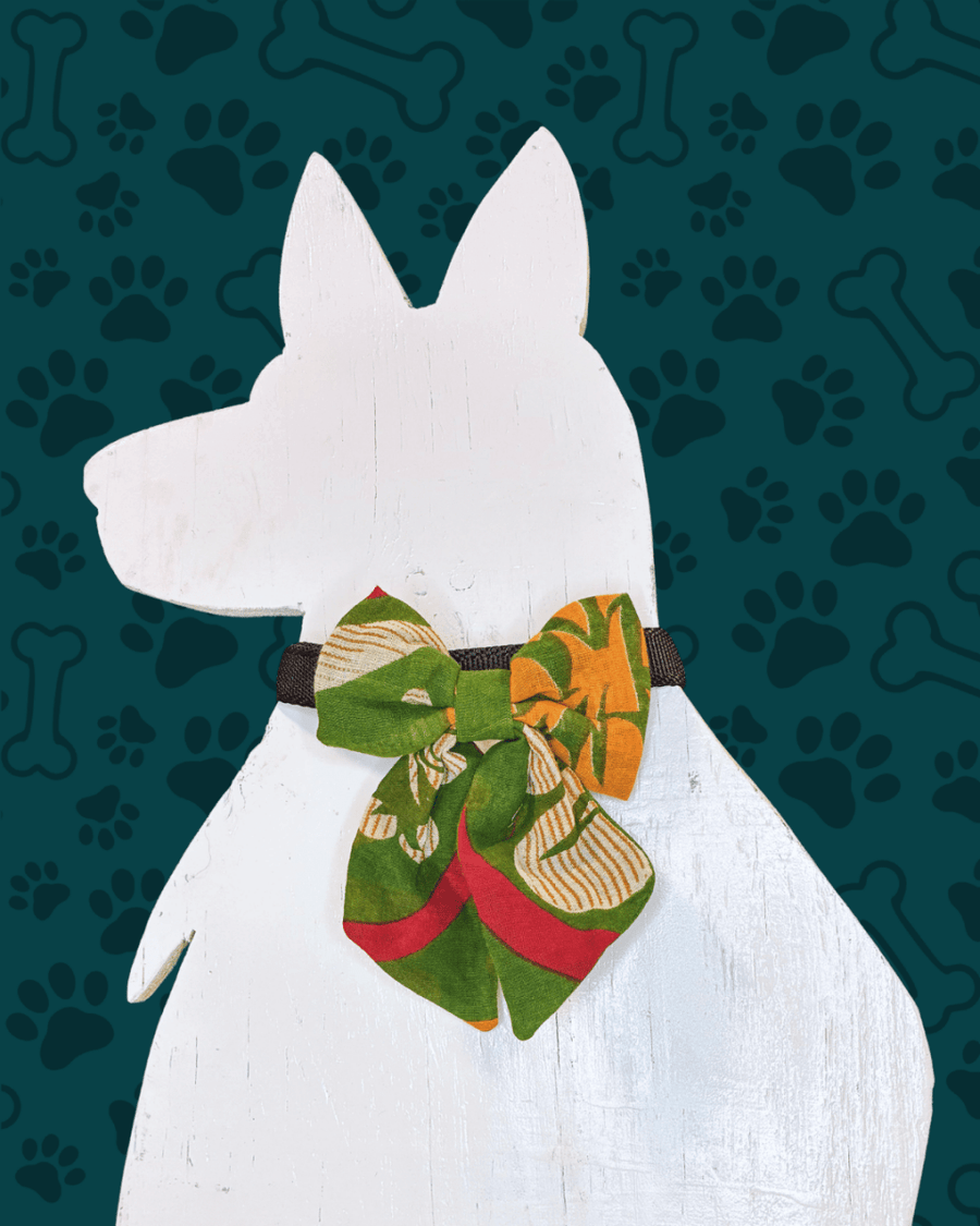 Saree Pet Bow | Small - Asha Project Kantha - Saree - Handmade