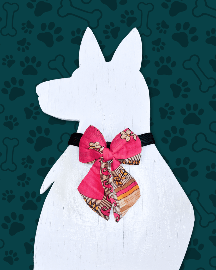 Saree Pet Bow | Small - Asha Project Kantha - Saree - Handmade