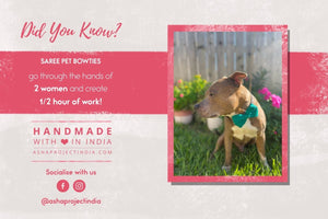 Saree Pet Bowtie | Large - Asha Project Kantha - Saree - Handmade