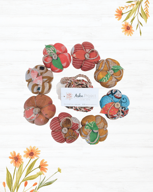 Saree Pumpkin Garland - Asha Project Kantha - Saree - Handmade