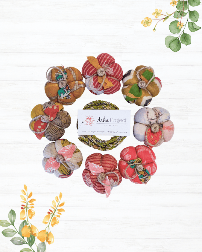 Saree Pumpkin Garland - Asha Project Kantha - Saree - Handmade