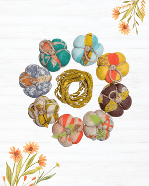 Saree Pumpkin Garland - Asha Project Kantha - Saree - Handmade