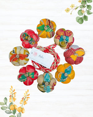 Saree Pumpkin Garland - Asha Project Kantha - Saree - Handmade