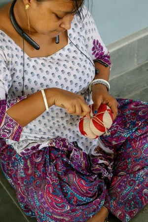 Saree Pumpkin | Large - Asha Project Kantha - Saree - Handmade