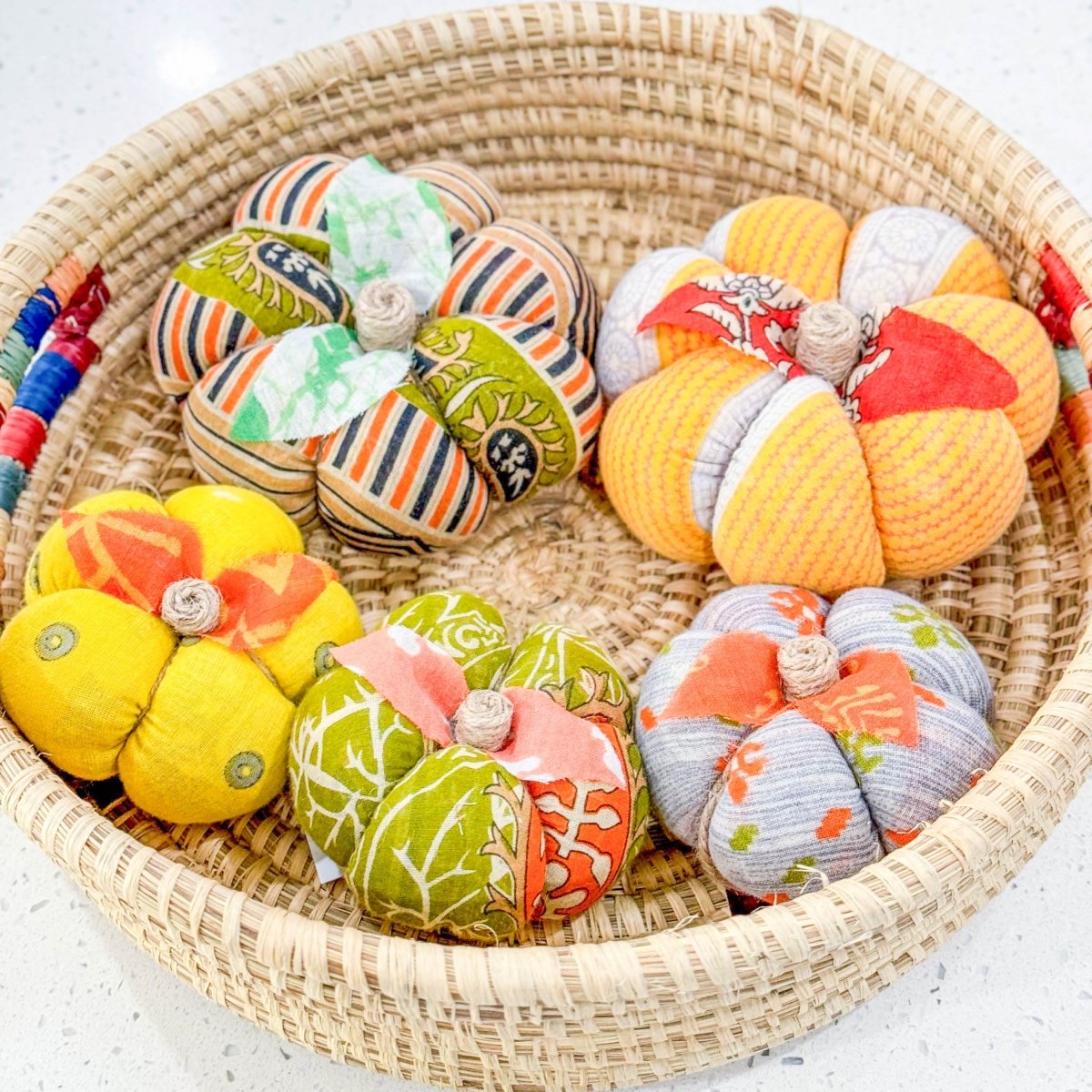 Saree Pumpkin Set | 2 Medium, 3 Small - Asha Project Kantha - Saree - Handmade