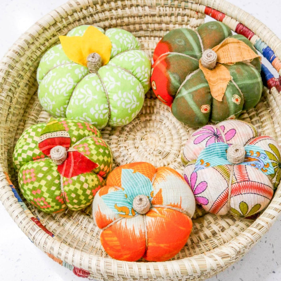 Saree Pumpkin Set | 2 Medium, 3 Small - Asha Project Kantha - Saree - Handmade