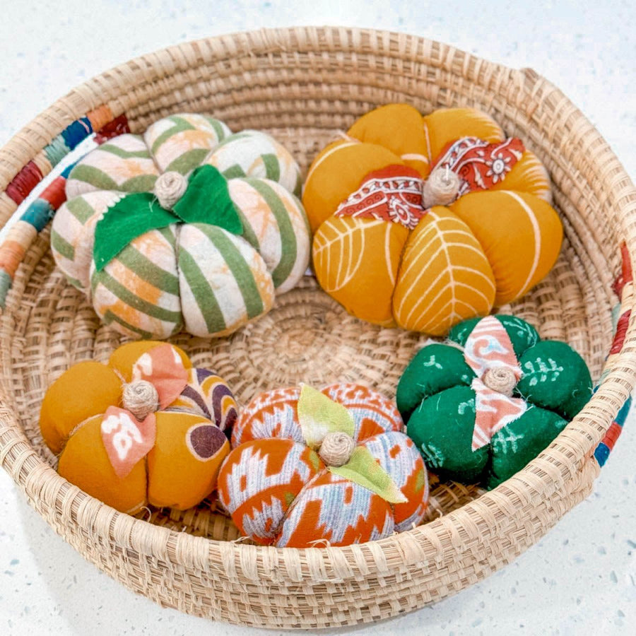 Saree Pumpkin Set | 2 Medium, 3 Small - Asha Project Kantha-Saree-Handmade