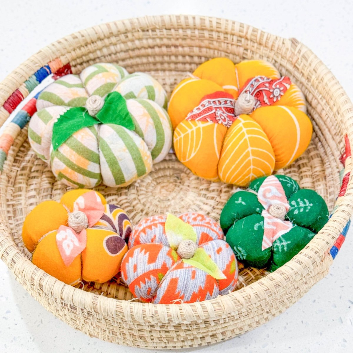 Saree Pumpkin Set | 2 Medium, 3 Small - Asha Project Kantha - Saree - Handmade