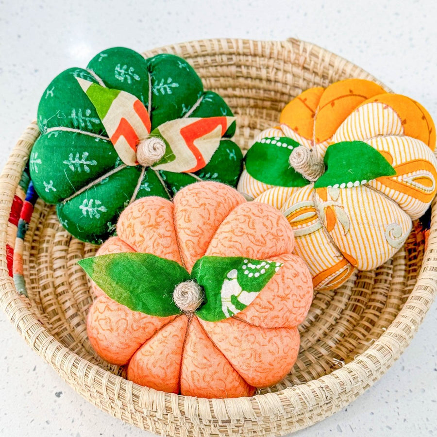 Saree Pumpkin Set | 3 Large - Asha Project Kantha - Saree - Handmade