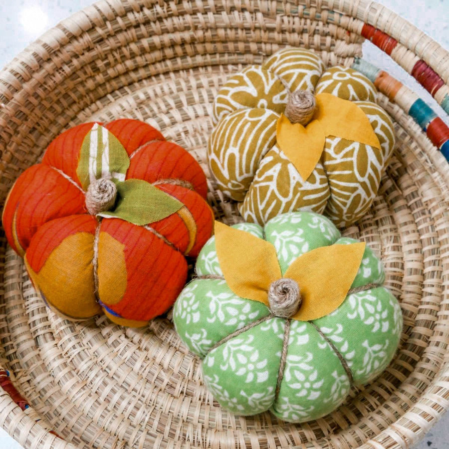Saree Pumpkin Set | 3 Medium - Asha Project Kantha-Saree-Handmade