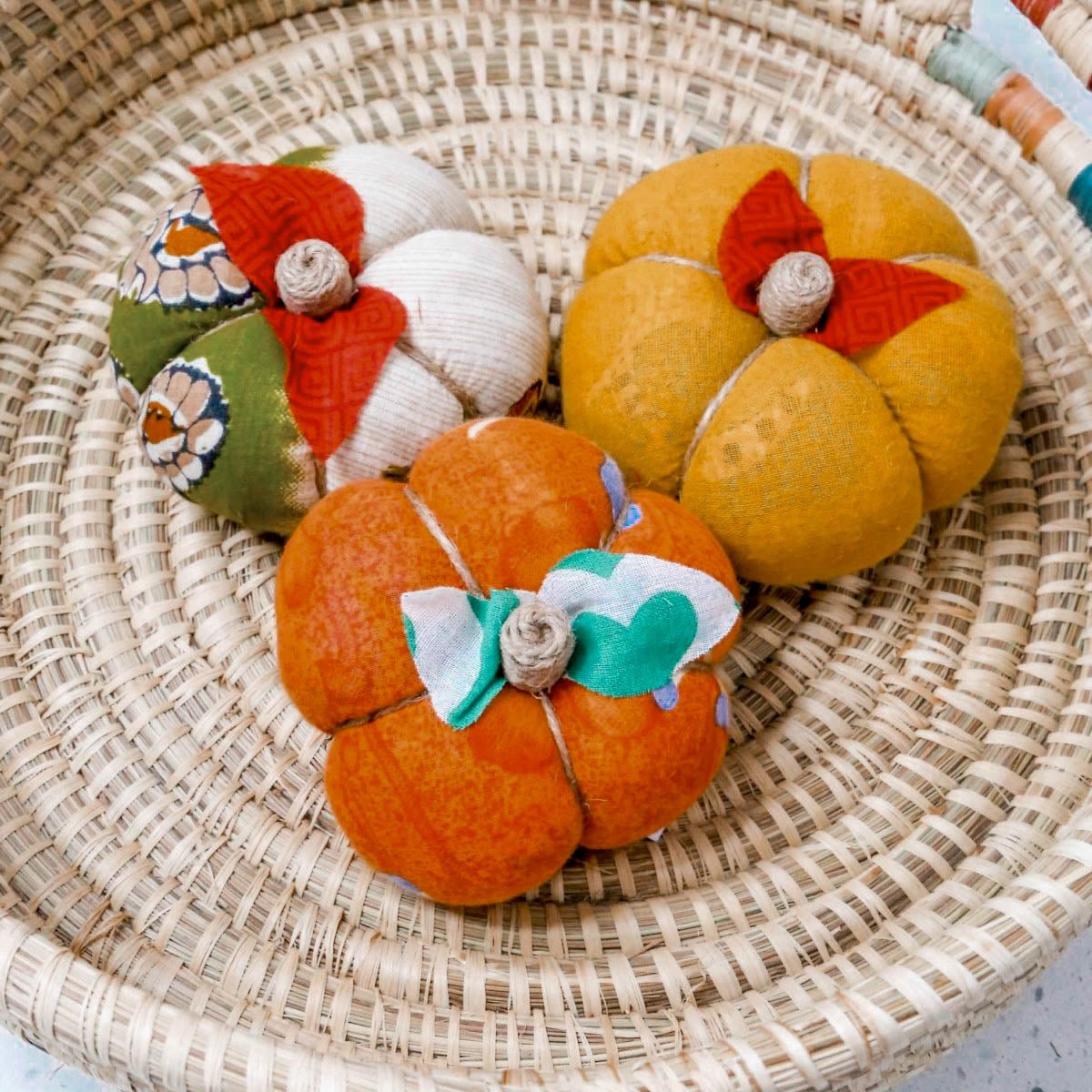 Saree Pumpkin Set | 3 Small - Asha Project Kantha-Saree-Handmade