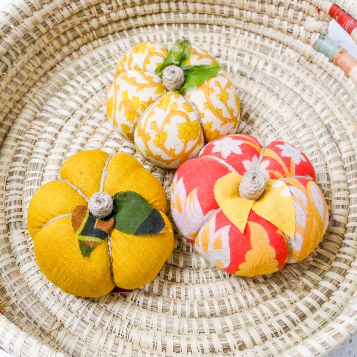 Saree Pumpkin Set | 3 Small - Asha Project Kantha - Saree - Handmade