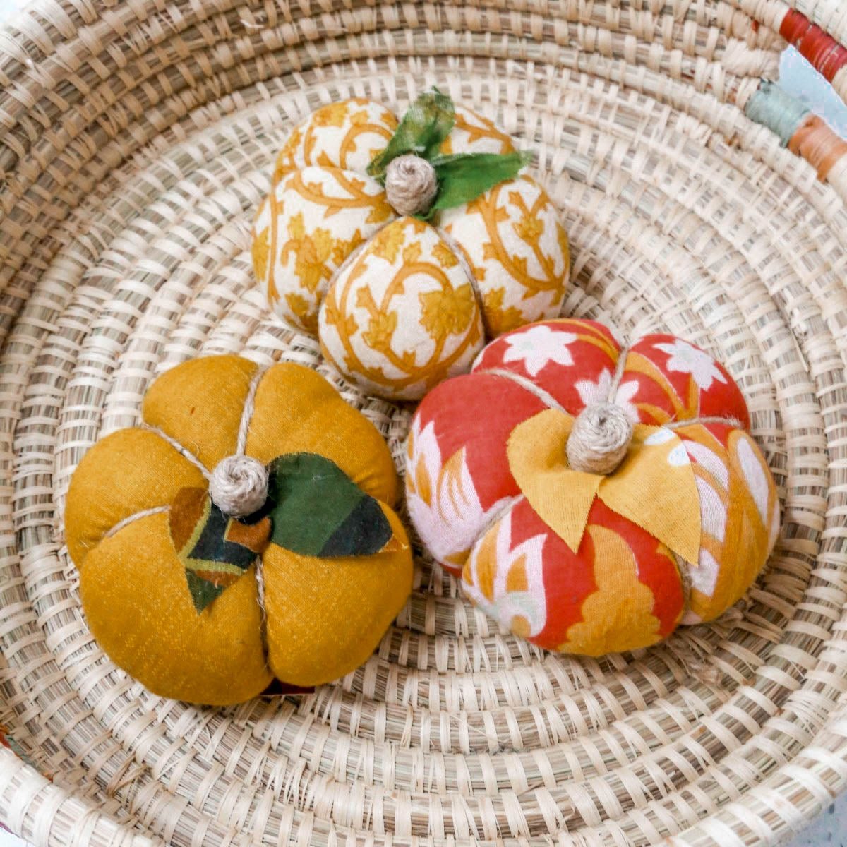 Saree Pumpkin Set | 3 Small - Asha Project Kantha-Saree-Handmade