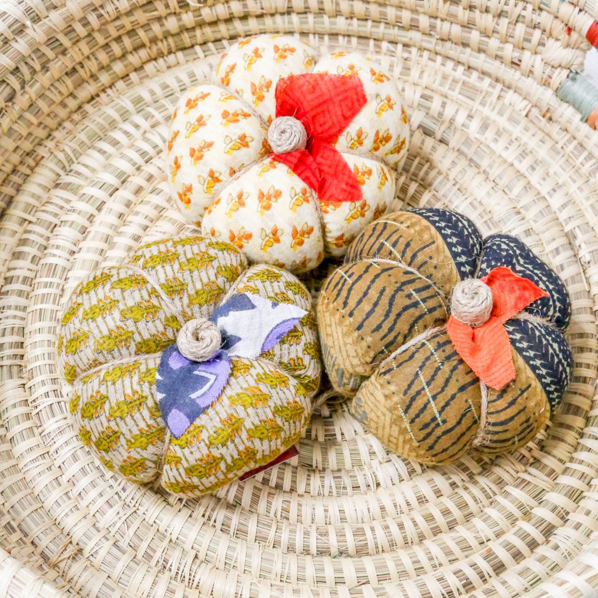 Saree Pumpkin Set | 3 Small - Asha Project Kantha - Saree - Handmade