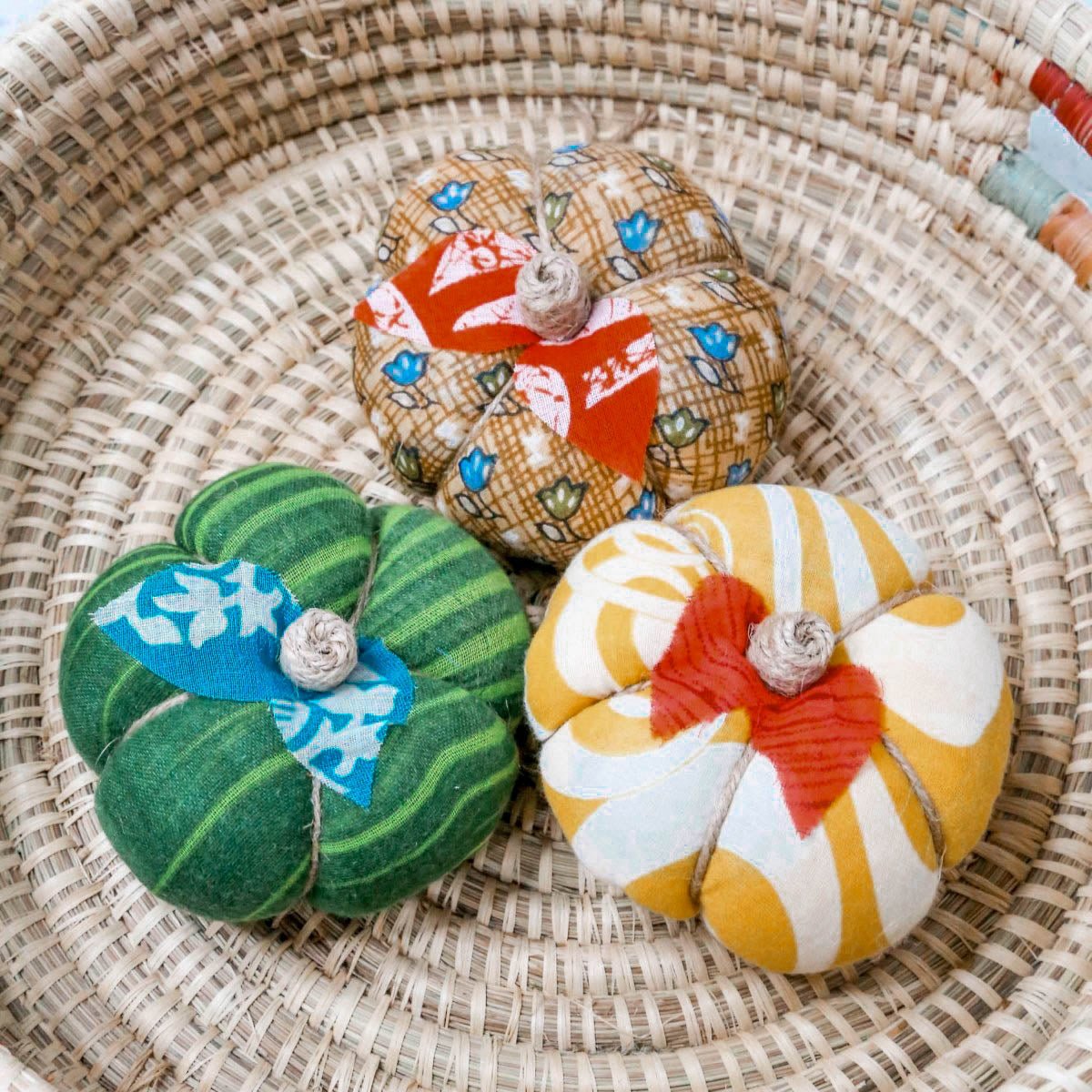 Saree Pumpkin Set | 3 Small - Asha Project Kantha-Saree-Handmade