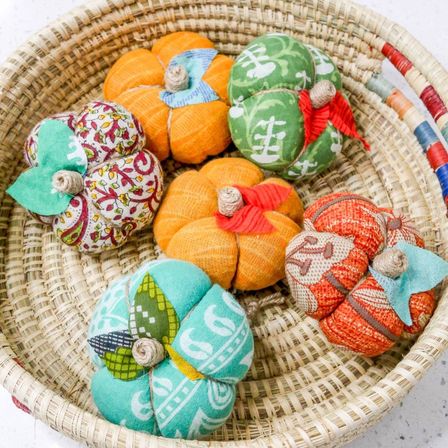 Saree Pumpkin Set | 6 Small - Asha Project Kantha - Saree - Handmade