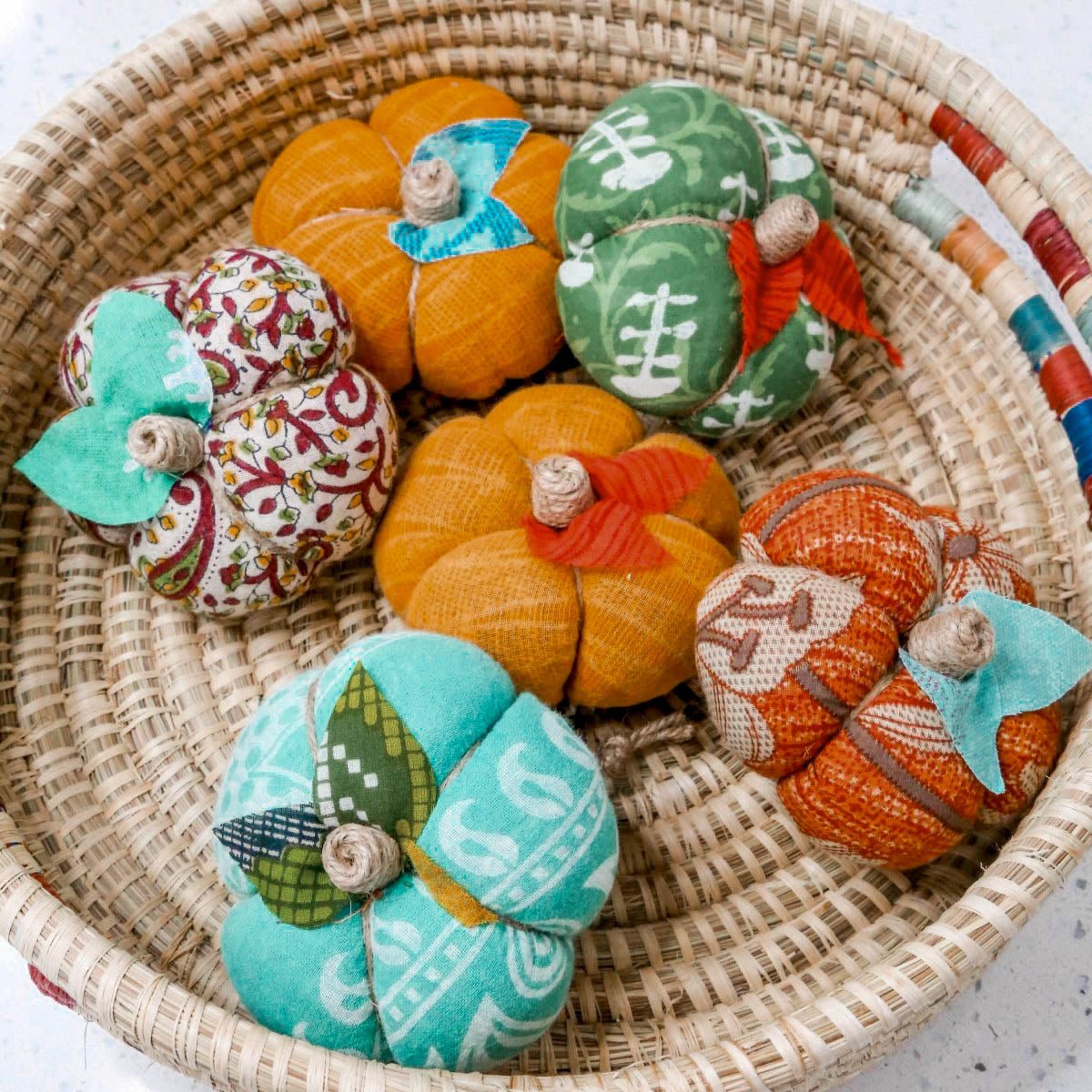 Saree Pumpkin Set | 6 Small - Asha Project Kantha-Saree-Handmade