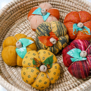 Saree Pumpkin Set | 6 Small - Asha Project Kantha-Saree-Handmade
