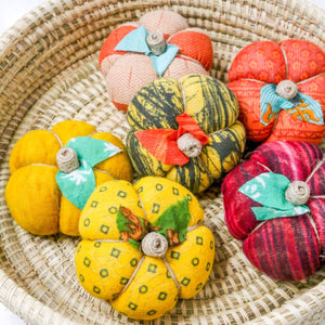 Saree Pumpkin Set | 6 Small - Asha Project Kantha - Saree - Handmade