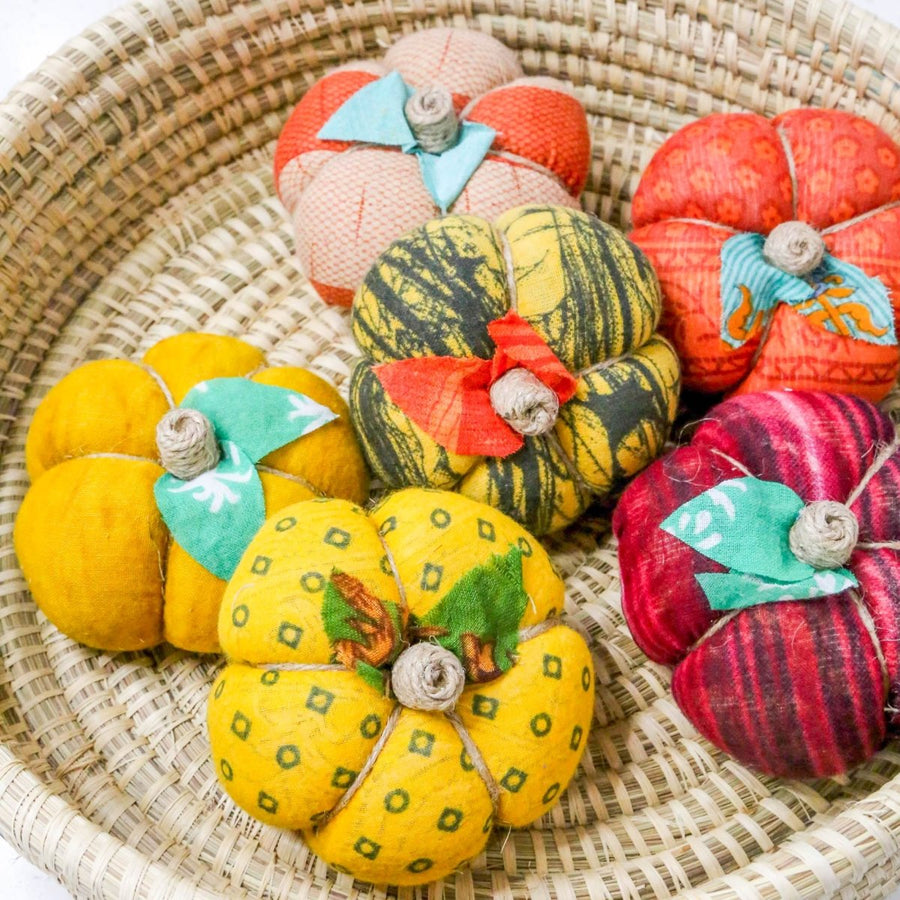 Saree Pumpkin Set | 6 Small - Asha Project Kantha - Saree - Handmade