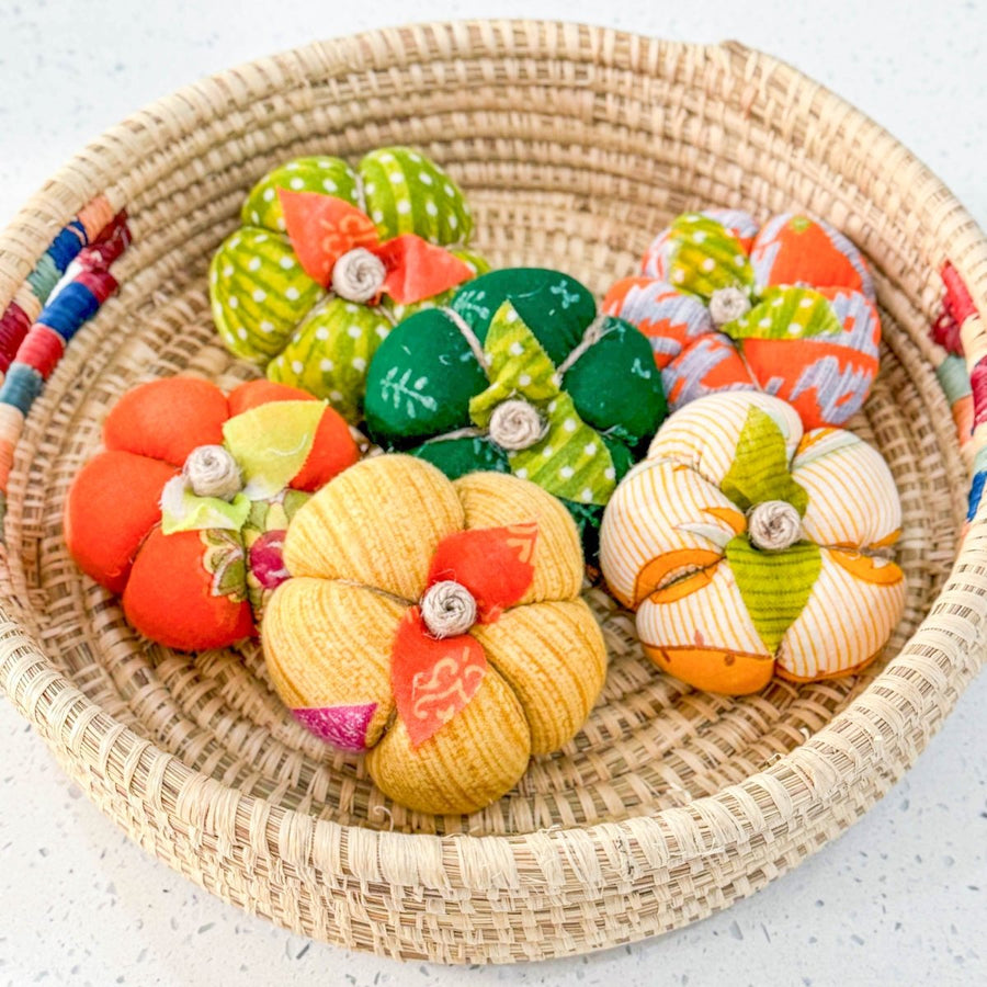 Saree Pumpkin Set | 6 Small - Asha Project Kantha - Saree - Handmade