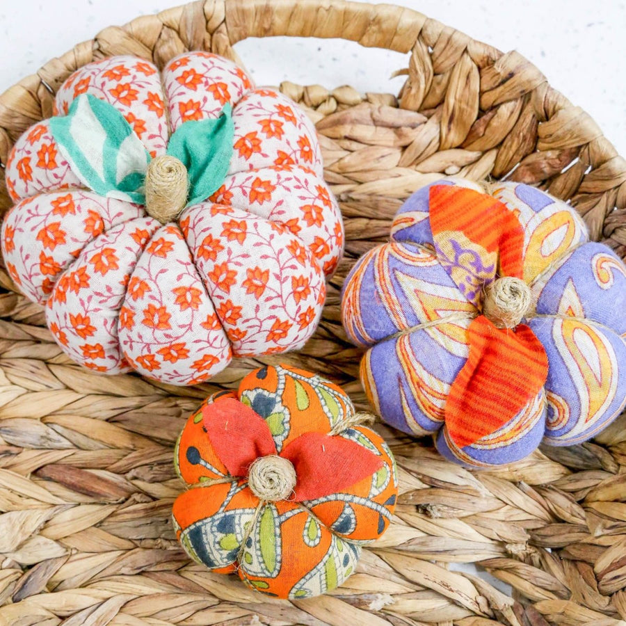 Saree Pumpkin Set | Set - Asha Project Kantha - Saree - Handmade