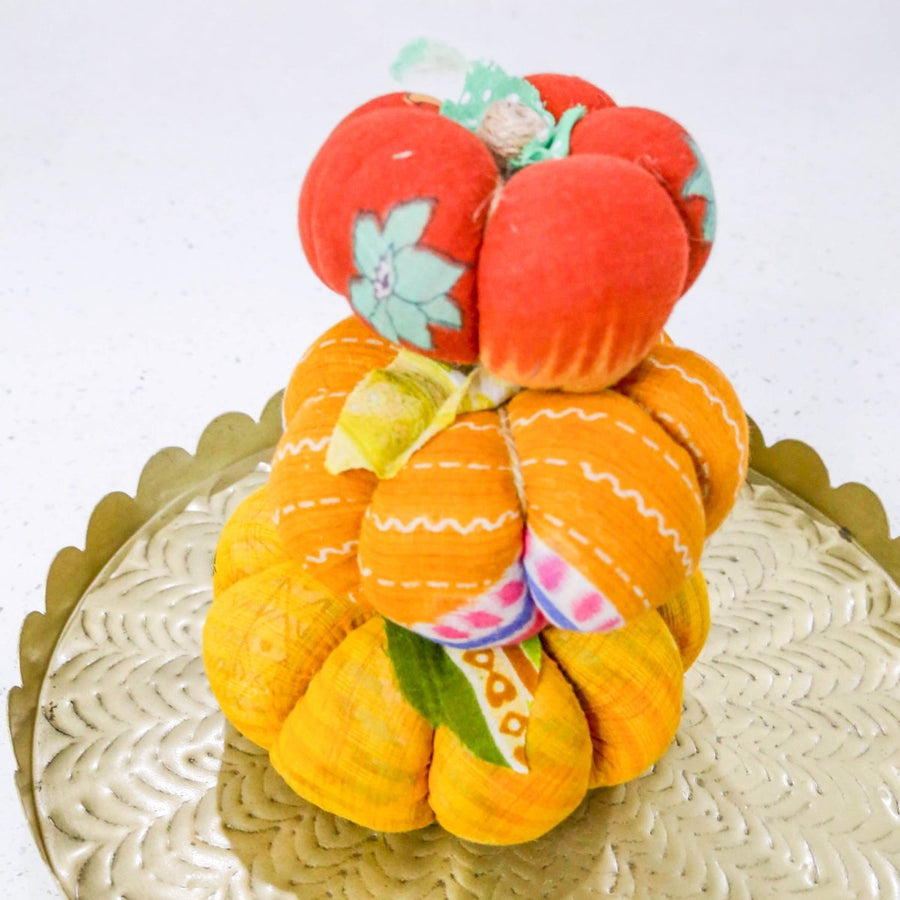 Saree Pumpkin Set | Set - Asha Project Kantha - Saree - Handmade