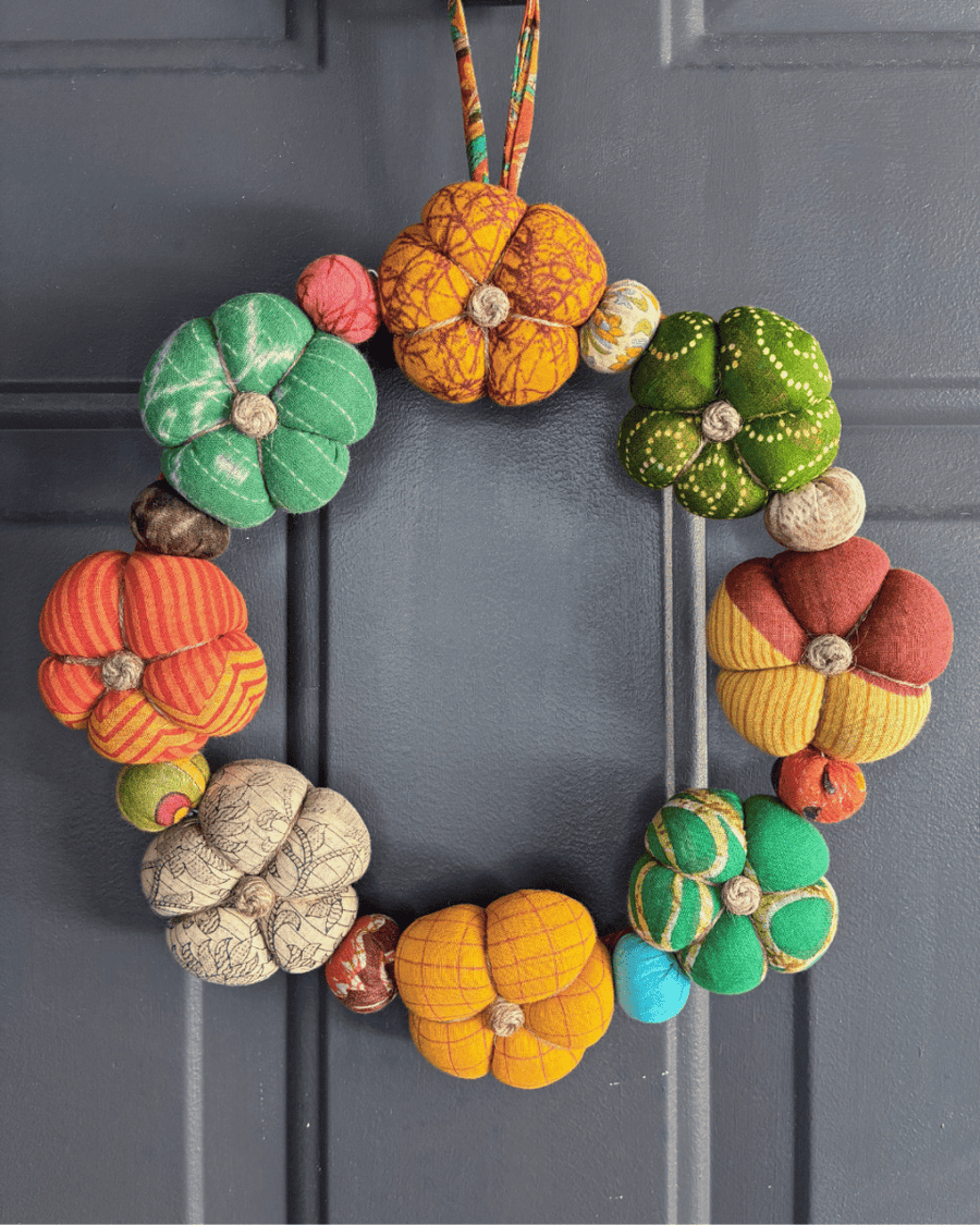 Saree Pumpkin Wreath - Asha Project Kantha-Saree-Handmade
